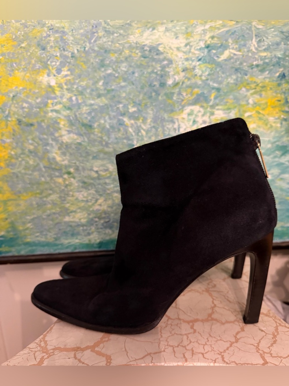 Gucci Black Suede Pointed-Toe Stiletto Ankle Boots